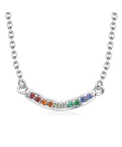 Elegant Shaped CZ Silver Necklace SPE-5134